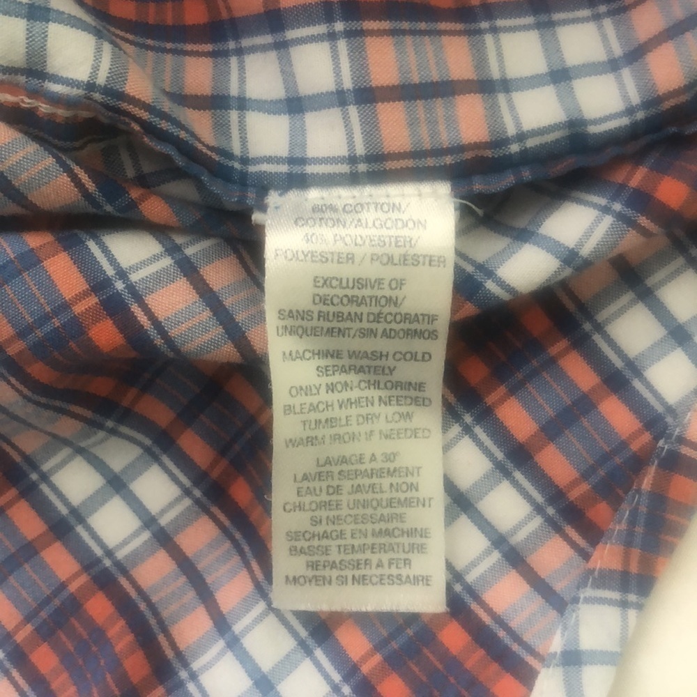 Chaps easy care short sleeve button down shirt atriped orange blue and white - Picture 8 of 8